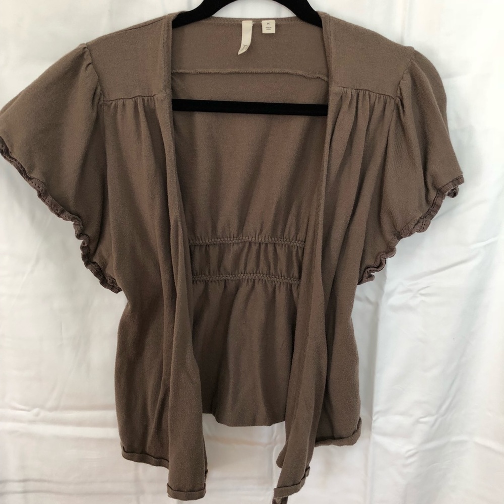 Olive short sleeve cardigan